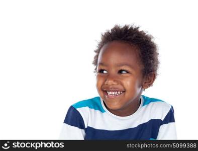 African child laughing isolated on white background
