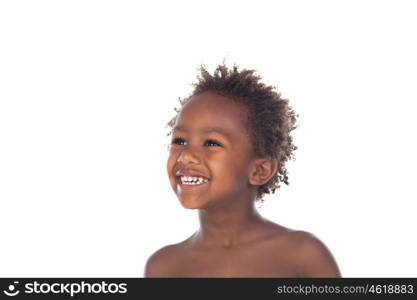 African child making funny faces isolated on white background