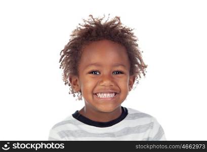 African child making funny faces isolated on white background