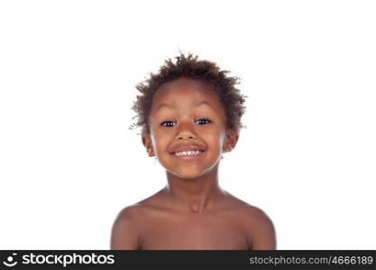 African child making funny faces isolated on white background