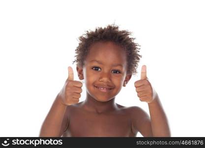 African child saying Ok isolated on white background
