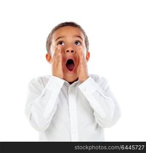 African child shouting isolated on a white background