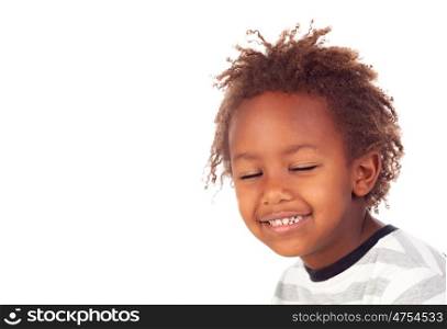 African child with the eyes closed isolated on white background