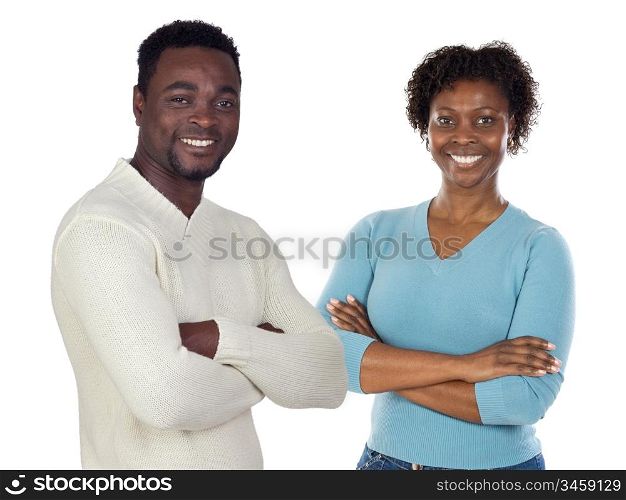 African couple isolated on a over white background