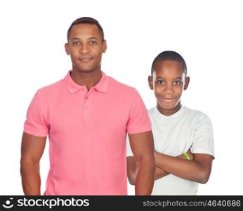 African father and son isolated on a white background