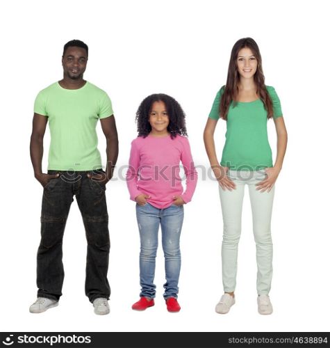 African man with his family isolated on a white background