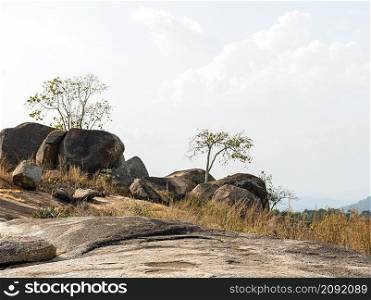 african nature scenery with clear sky rocks