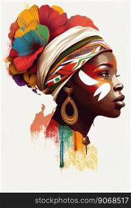 African people colorful illustration. Africa day concept. Ai generated.