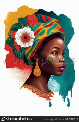 African people colorful illustration. Africa day concept. Ai generated.