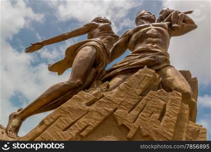 African Renaissance Monument, a 49 meter tall bronze statue of a man, woman and child, in Dakar, Senegal