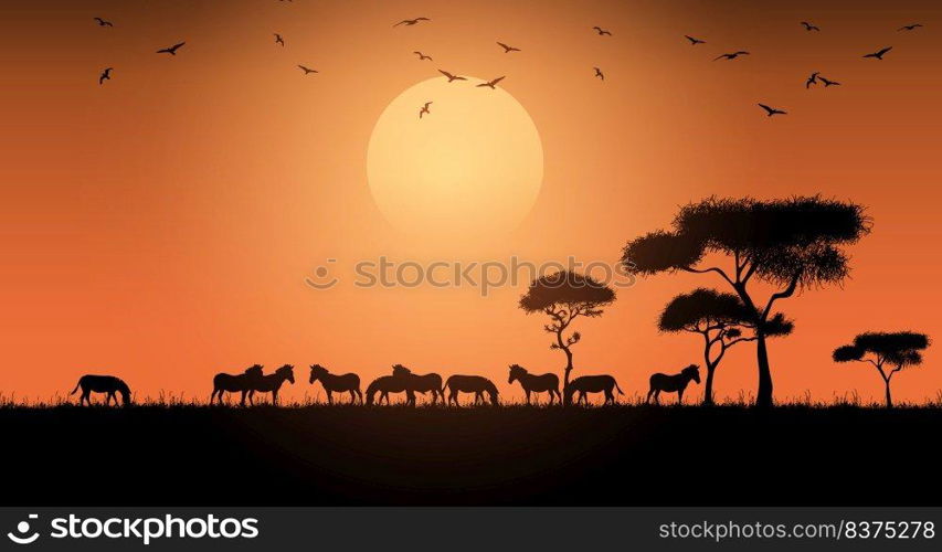 African savanna. Vector illustration