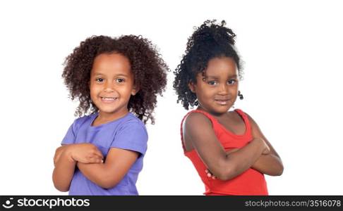 African sisters children isolated on a over white background