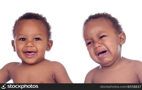African twins babies. African twins babies isolated on a white background