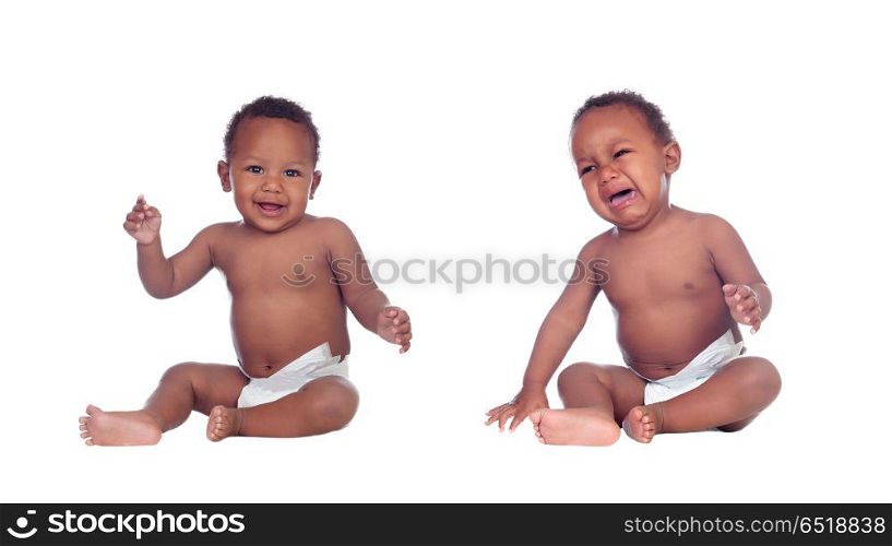 African twins babies. African twins babies isolated on a white background