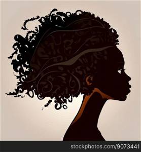 African woman silhouette. Black girl on a white background. Strength and independence. Generative AI