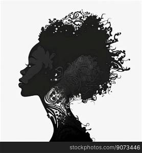 African woman silhouette. Black girl on a white background. Strength and independence. Generative AI