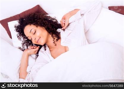 African woman slepping in bed