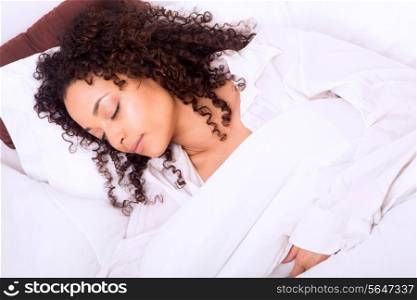African woman slepping in bed