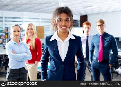 African young businesswoman multi ethnic teamwork group as leader in office