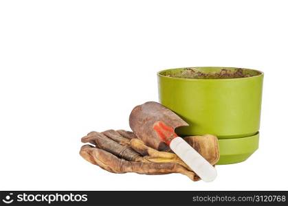After planting, garden tools isolated with a clipping path