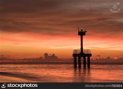 after sunset landscape with light house