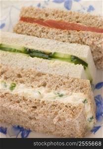 Afternoon Tea Finger Sandwiches- Egg and Cress Smoked Salmon and Cucumber