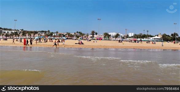 agadir city morocco beach and ocean landscape panorama 05.06.2015