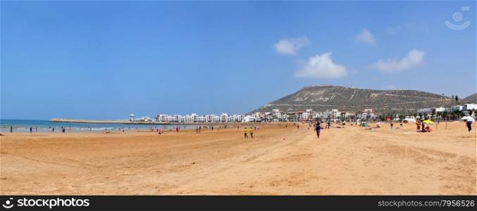 agadir city morocco beach and ocean landscape panorama 06.06.2015