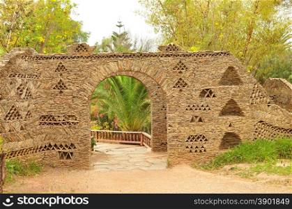 agadir city morocco Olhao Park stone ornamental wall fence