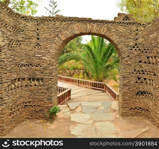 agadir city morocco Olhao Park stone ornamental wall fence