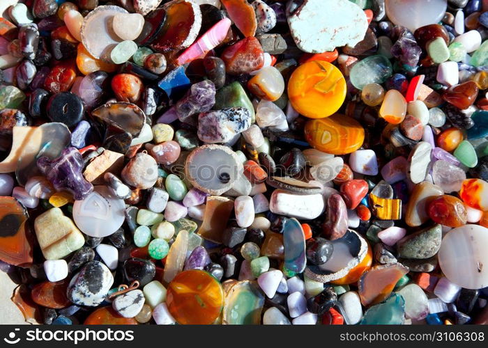 agate stone with many colorful mineral quartz rock crystal