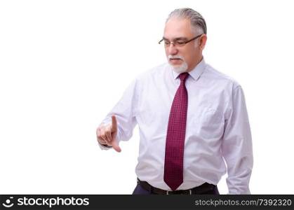 Aged businessman employee isolated on white 