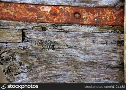Aged gray wood and rusted iron steel background