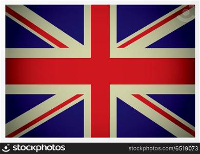 Aged great british flag icon with red white and blue colours. aged british flag