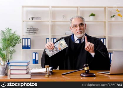 Aged lawyer working in the courthouse  