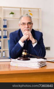 Aged lawyer working in the courthouse  