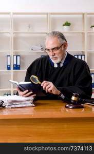 Aged lawyer working in the courthouse  