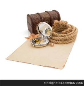 aged paper and sea concept isolated on white background