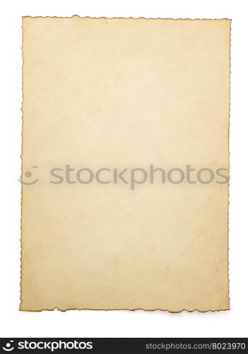 aged paper isolated on white background