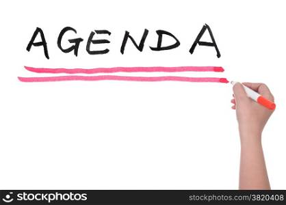 Agenda written on white board