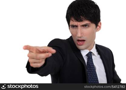 Aggressive businessman pointing