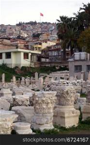 Agora with ruins in Konak region, Izmir, Turkey