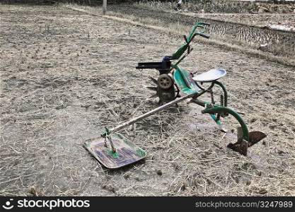 Agricultural equipment in a rice field, Li River, XingPing, Yangshuo, Guangxi Province, China