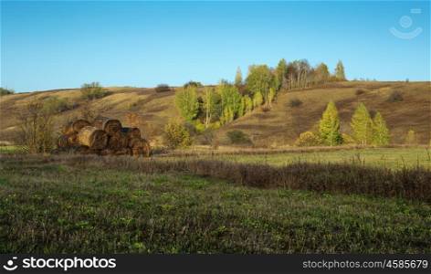 Agricultural fields and meadows in Europe in the fall