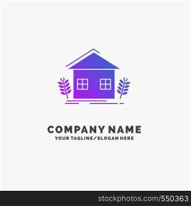 agriculture, urban, ecology, environment, farming Purple Business Logo Template. Place for Tagline.. Vector EPS10 Abstract Template background