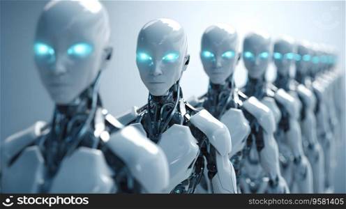 Ai android of Futuristic. A humanoid robot with cinematic lighting. Artificial Intelligence Concept. Generative Ai.