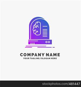 Ai, brain, future, intelligence, machine Purple Business Logo Template. Place for Tagline.. Vector EPS10 Abstract Template background