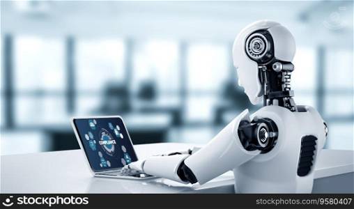 AI robot with artificial intelligence using modish computer software by machine learning system. AI robot with artificial intelligence using modish computer software