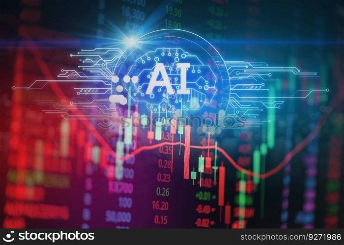AI stock market graph trading analysis investment financial, stock exchange financial forex graph stock market graph chart business crisis crash grow up profits win up trend server digital
technology