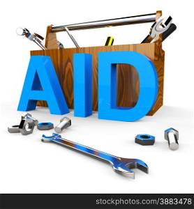 Aid Word Representing Donations Support And Helping
